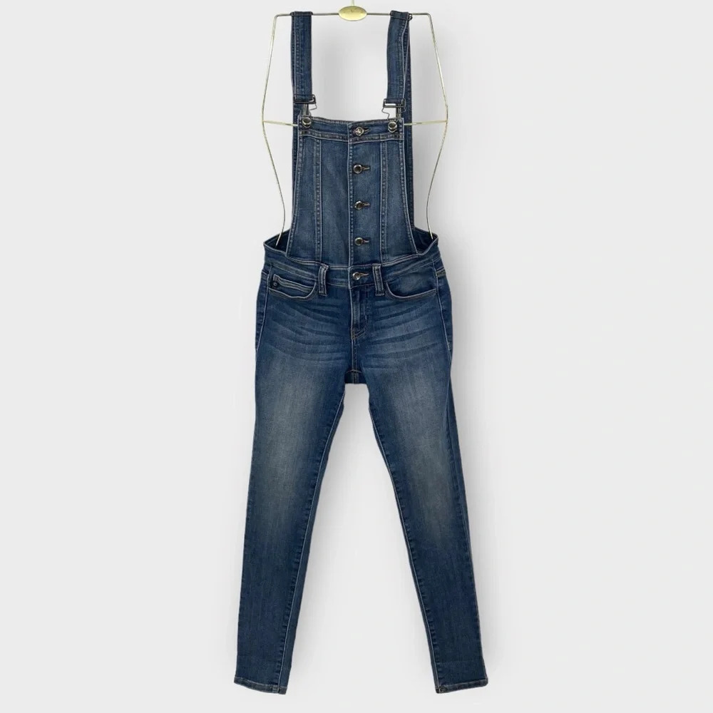 KanCan Versona Skinny Jean Overalls Womens Sz Small Blue Denim Light Wash
